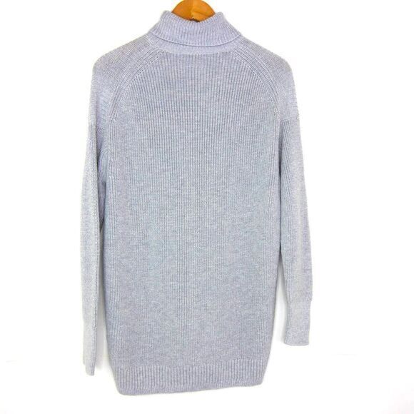 NWOT J Crew Ribbed cotton-cashmere relaxed turtleneck sweater, gray, XS - Picture 6 of 13